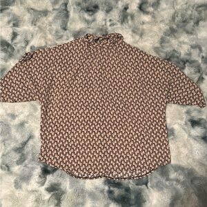 SHEIN Tan and Black Graphic Print Top